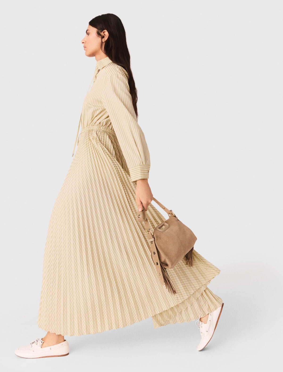 Eyelet pleated maxi dress | Maje