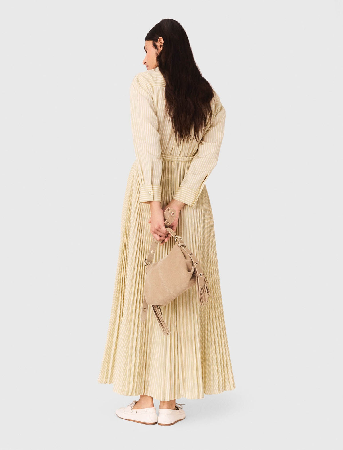 Eyelet pleated maxi dress | Maje