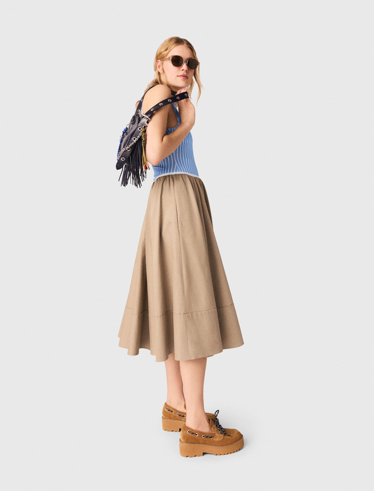 Mid-length cotton skirt | Maje