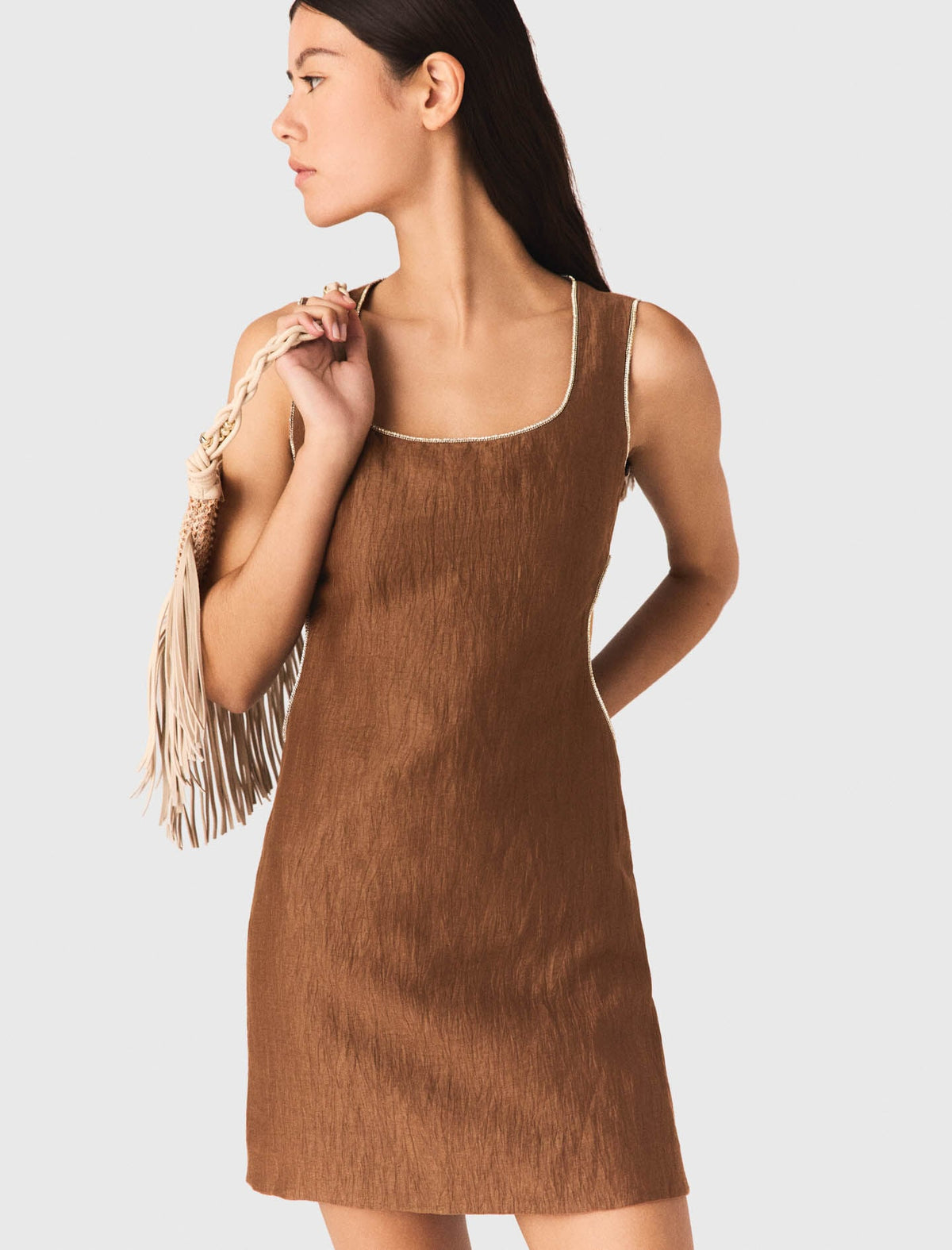 Short linen-blend dress | Maje