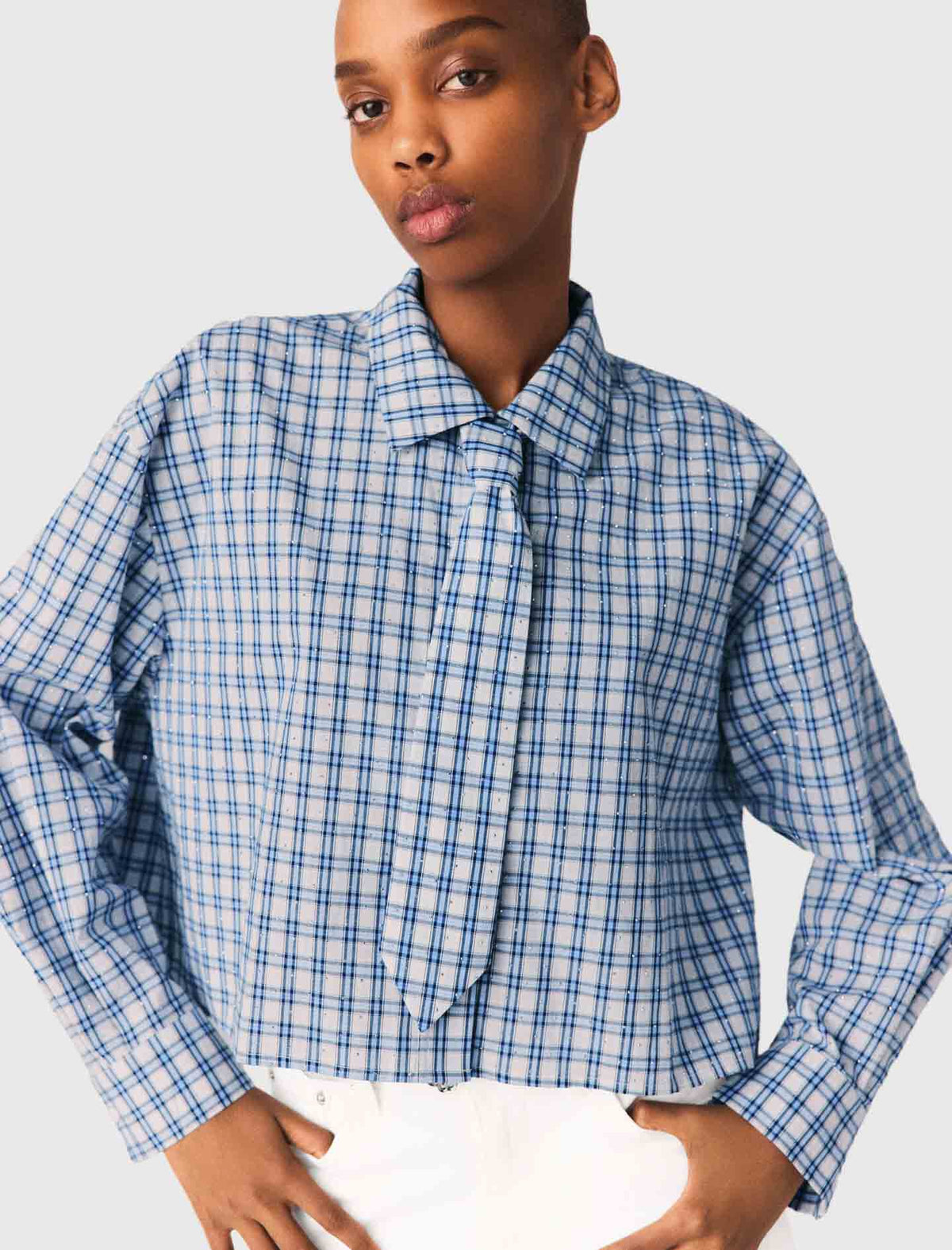 Rhinestone shirt with removable tie | Maje