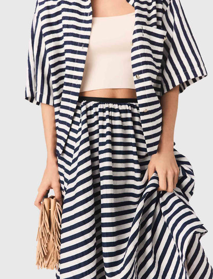 Linen-blend midi skirt | Maje