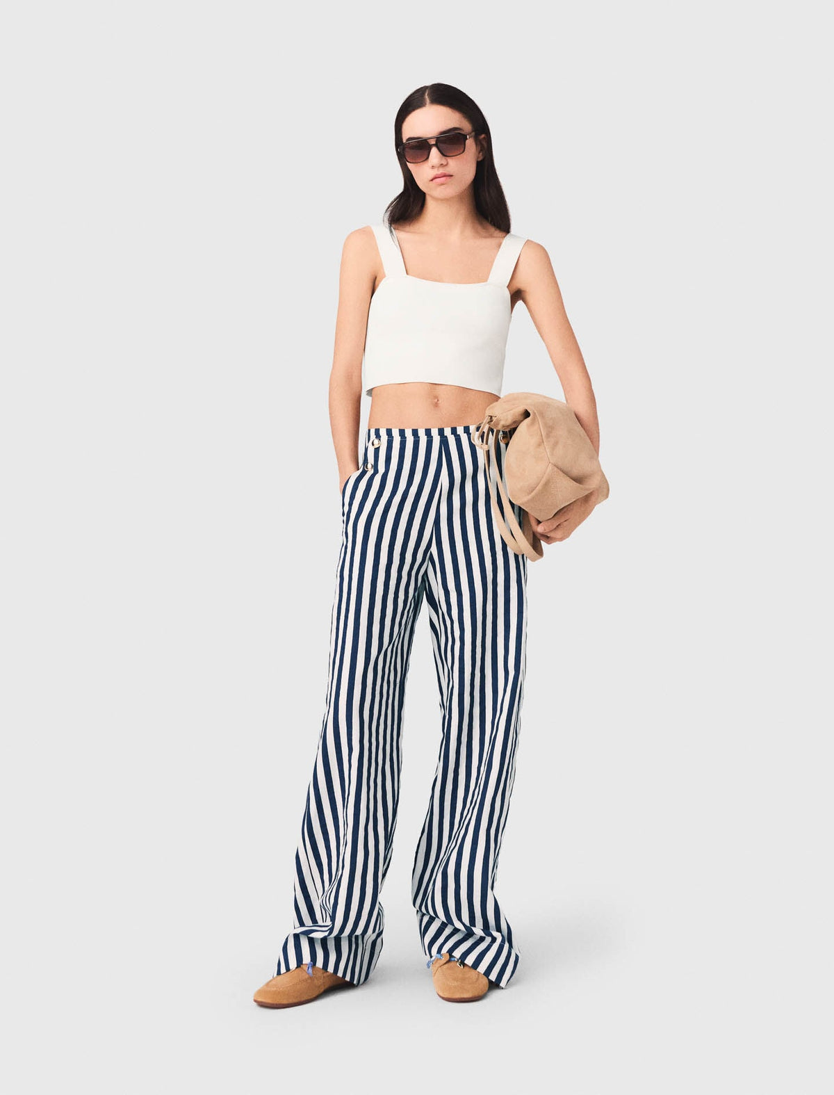 Linen blend sailor trousers | Maje