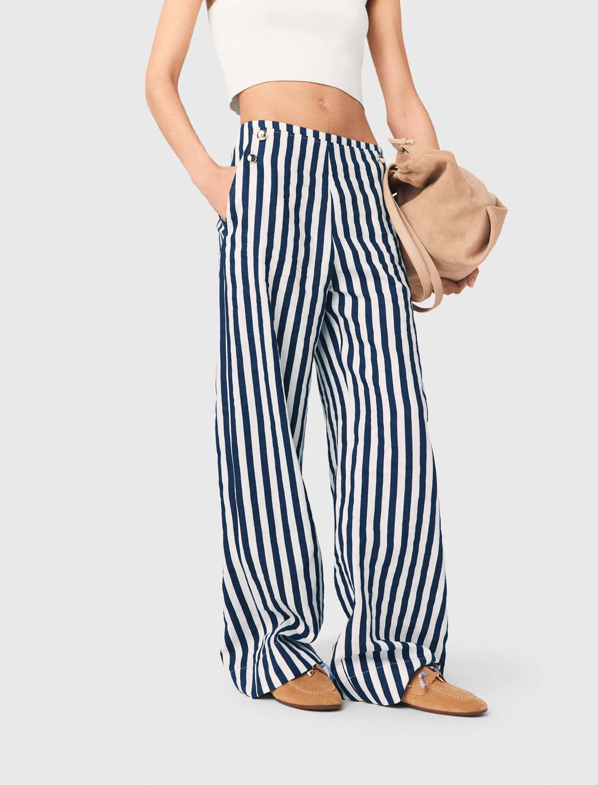 Linen blend sailor trousers | Maje