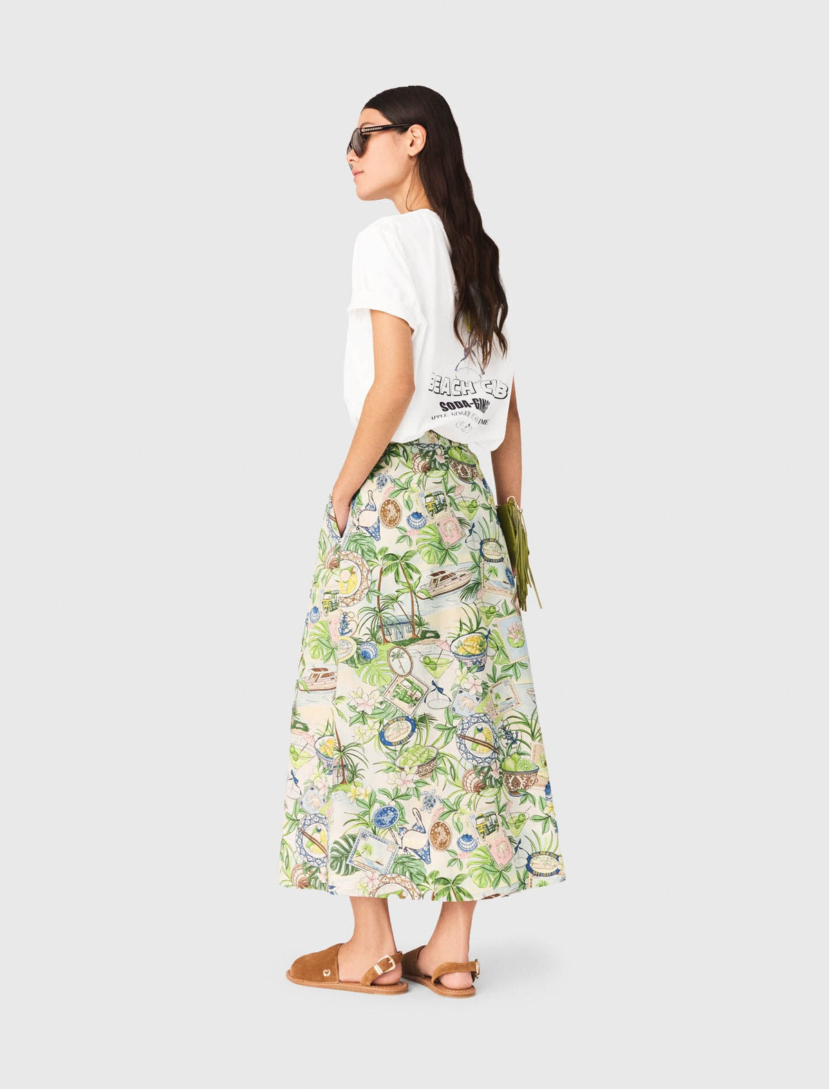 Printed maxi skirt with shorts | Maje