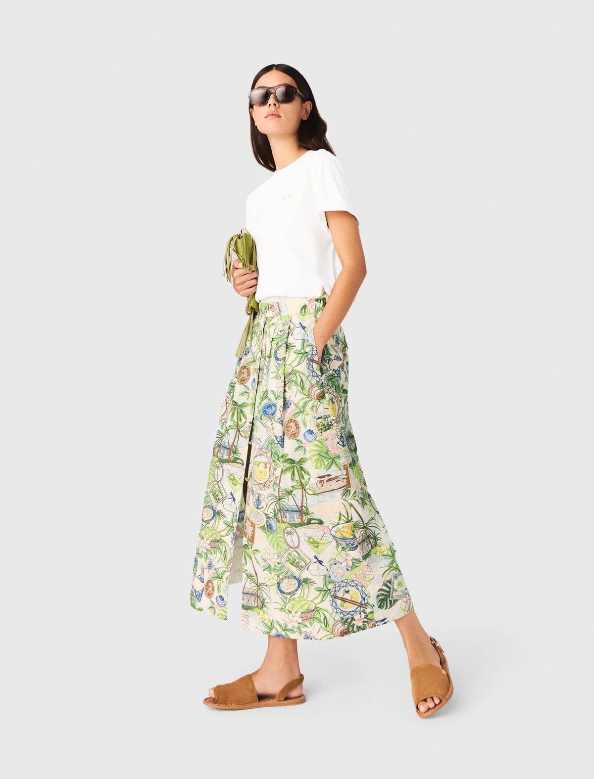 Printed maxi skirt with shorts | Maje