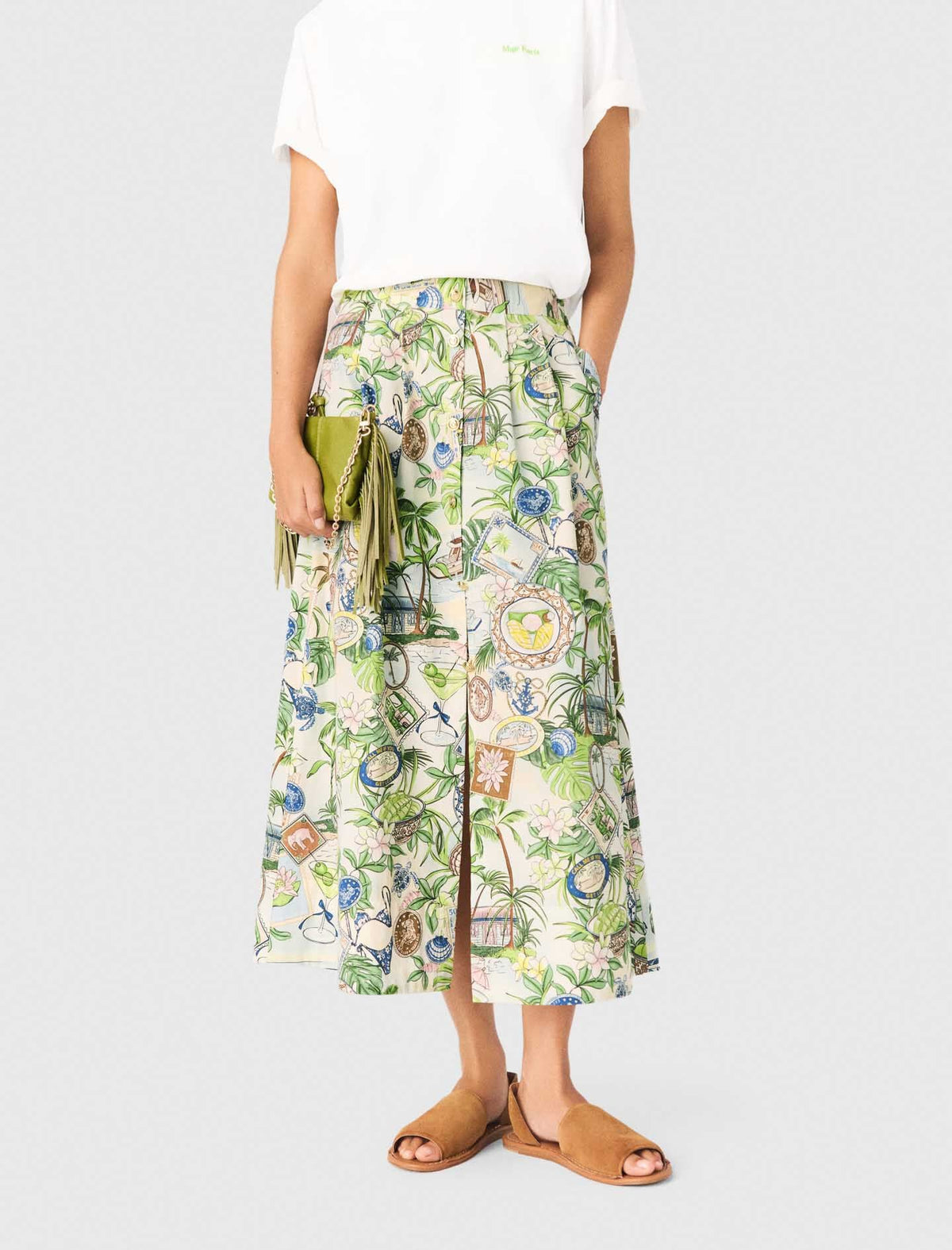 Printed maxi skirt with shorts | Maje