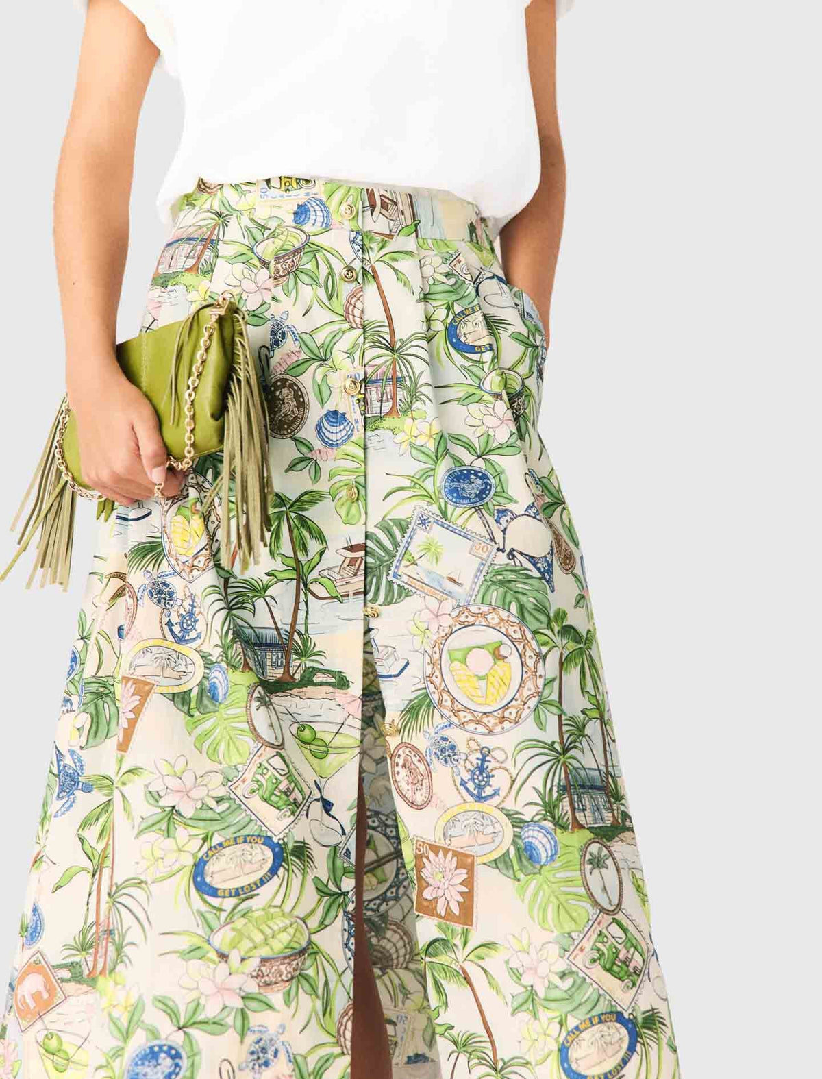 Printed maxi skirt with shorts | Maje