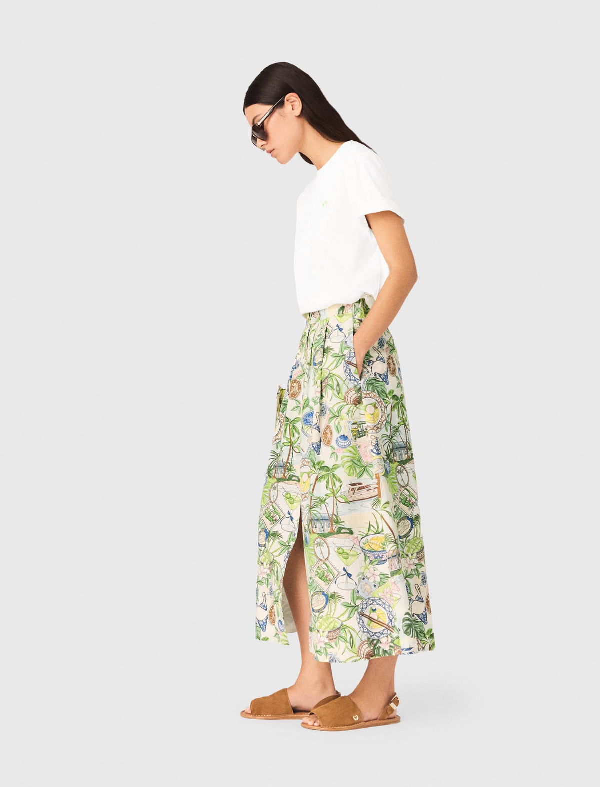 Printed maxi skirt with shorts | Maje