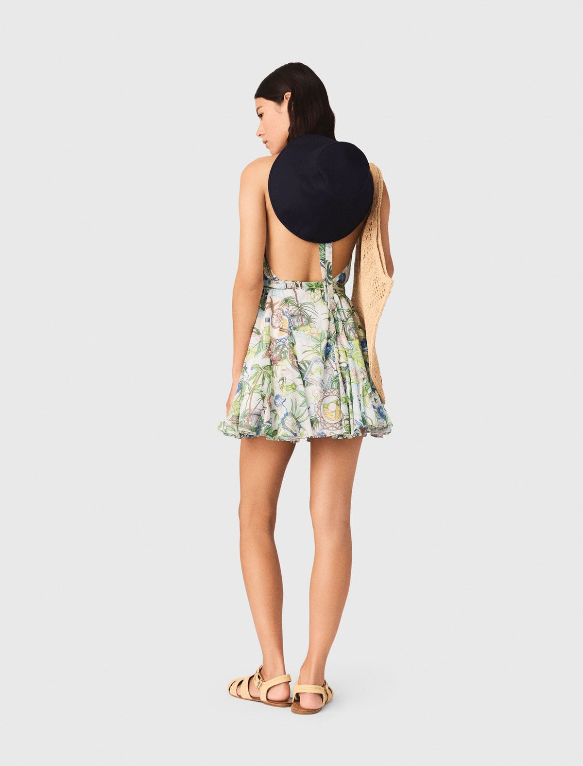 Short Patterned Backless Dress | Maje