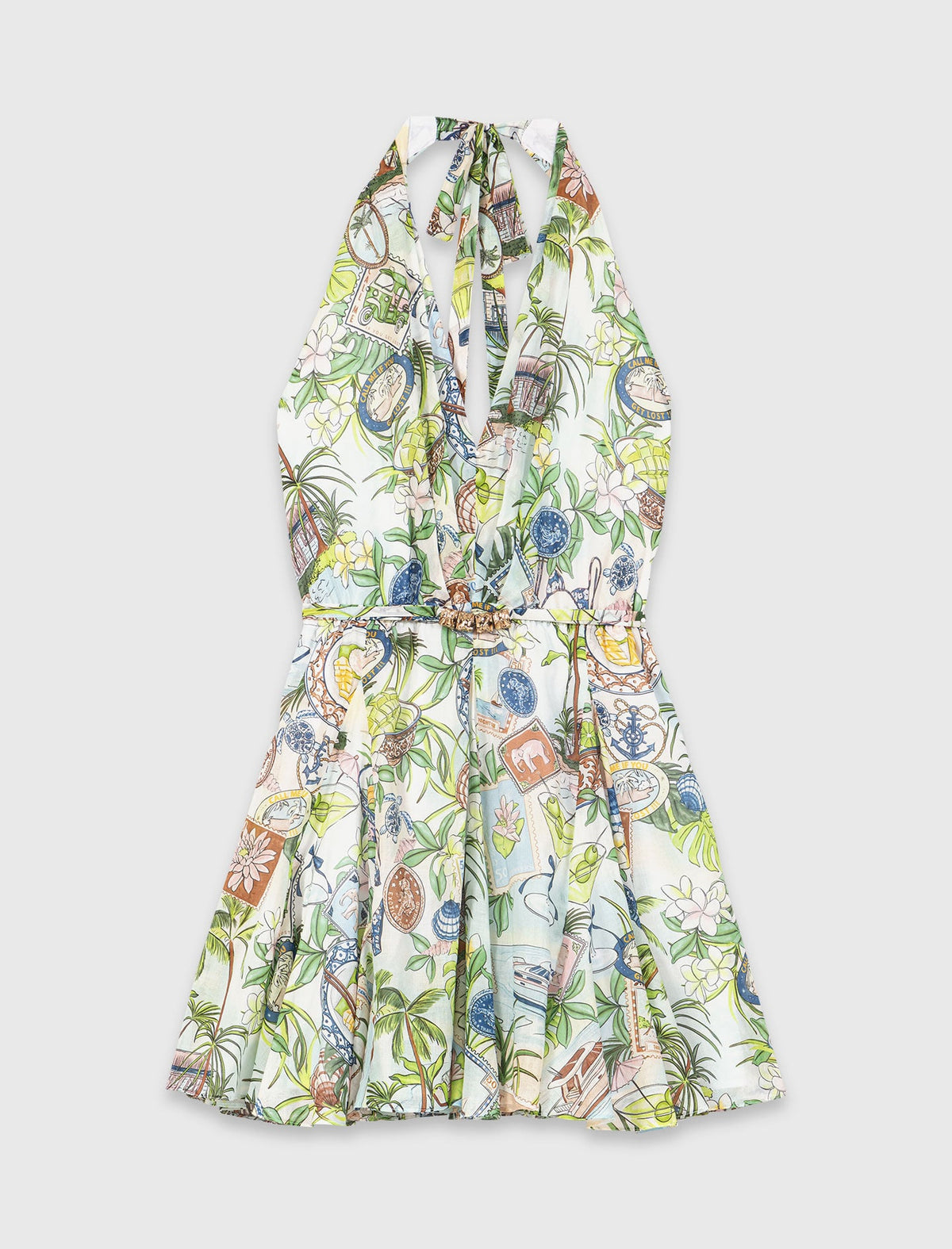 Short Patterned Backless Dress | Maje