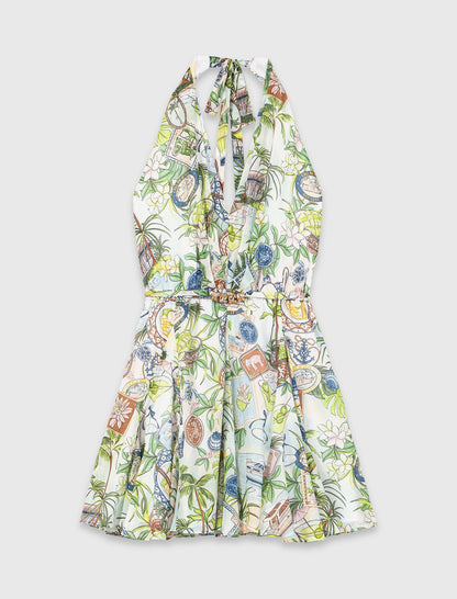 Short Patterned Backless Dress | Maje