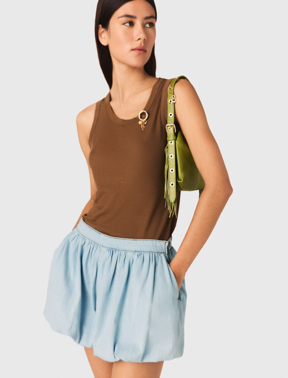 Chambray balloon skort | Maje