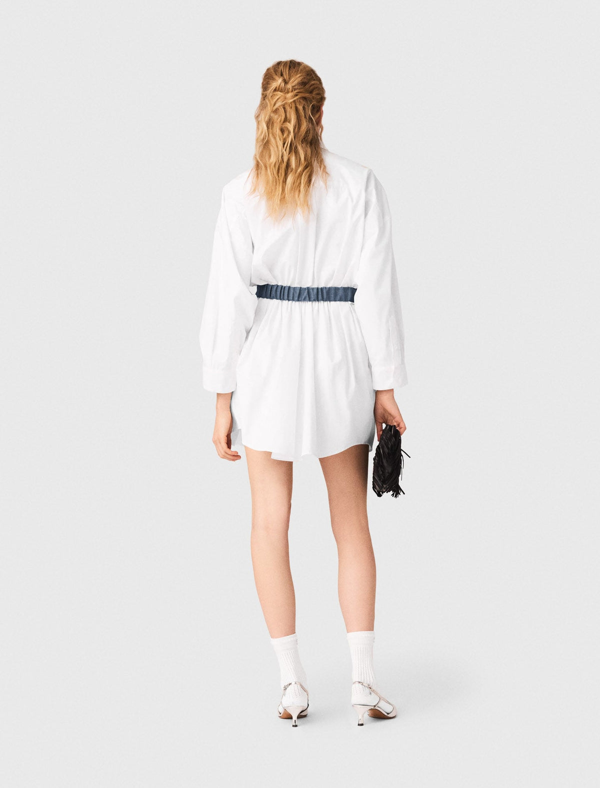 Shirt dress with contrast belt | Maje