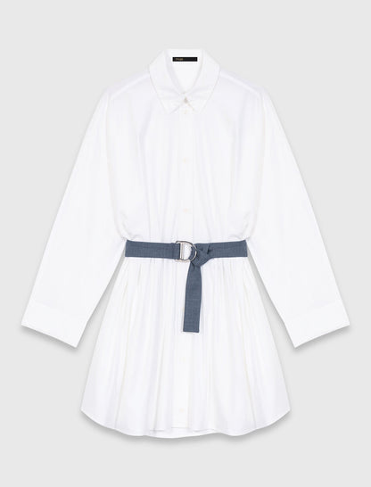 Shirt dress with contrast belt | Maje