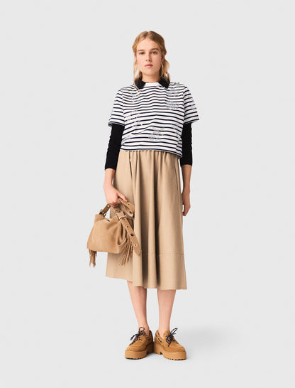 Striped rhinestone flower T-shirt | Maje