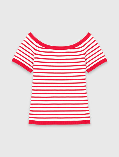Striped knit top with boat neck | Maje