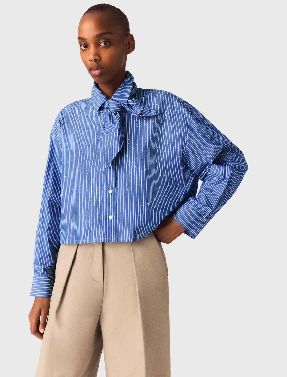Rhinestone shirt with removable tie | Maje