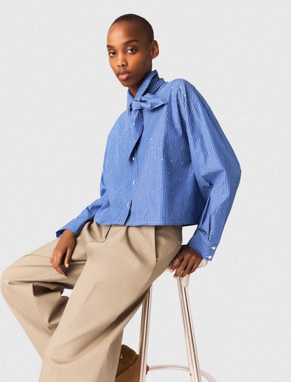 Rhinestone shirt with removable tie | Maje