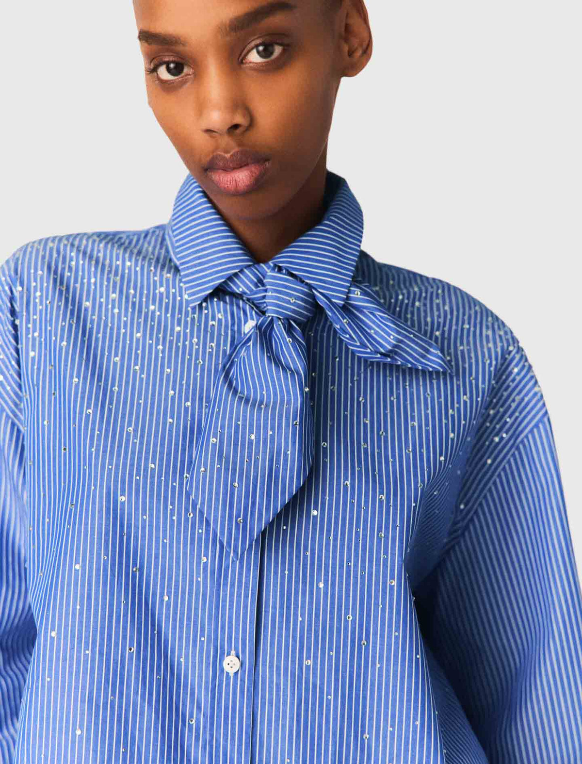 Rhinestone shirt with removable tie | Maje