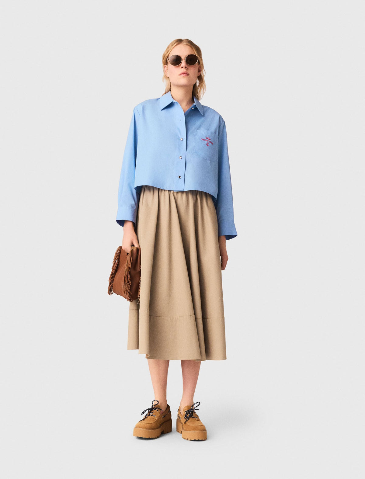 Embroidered shirt with pleated back | Maje
