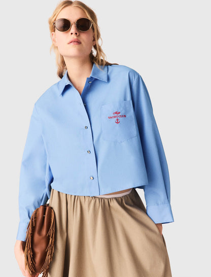 Embroidered shirt with pleated back | Maje