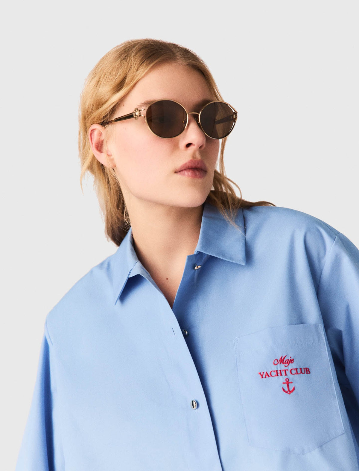 Embroidered shirt with pleated back | Maje
