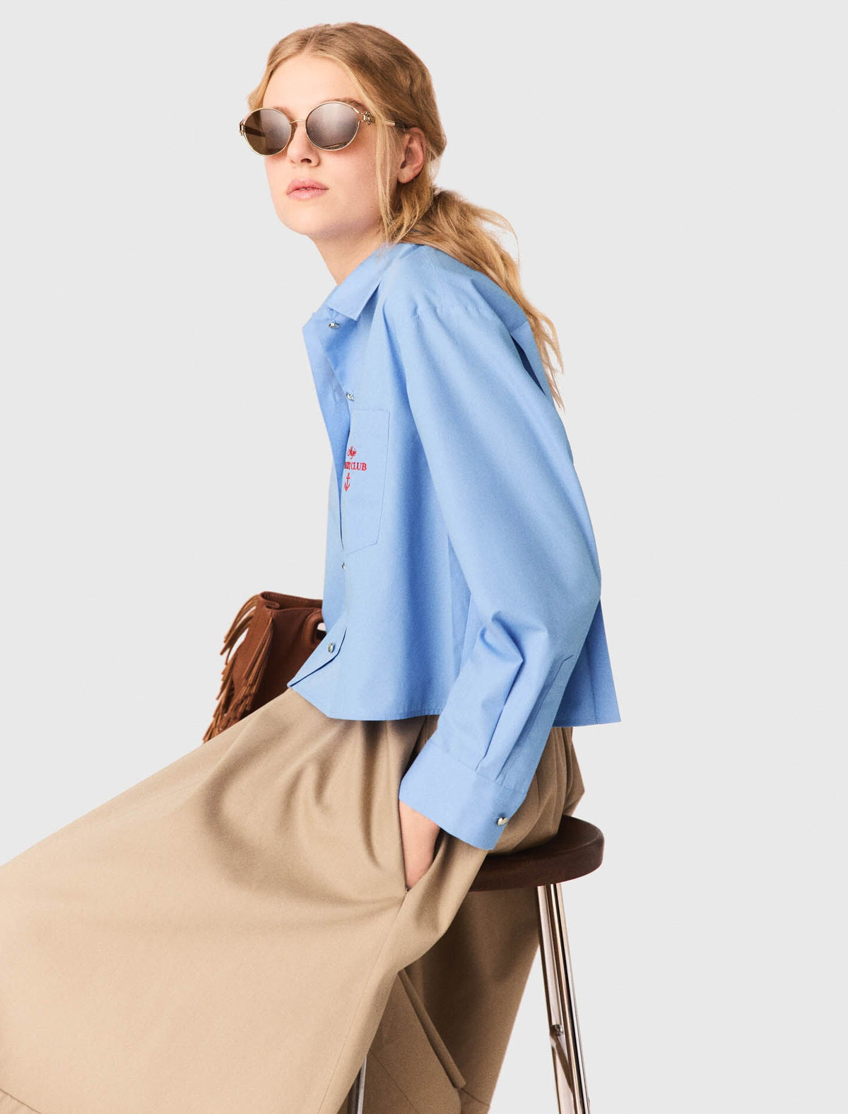 Embroidered shirt with pleated back | Maje