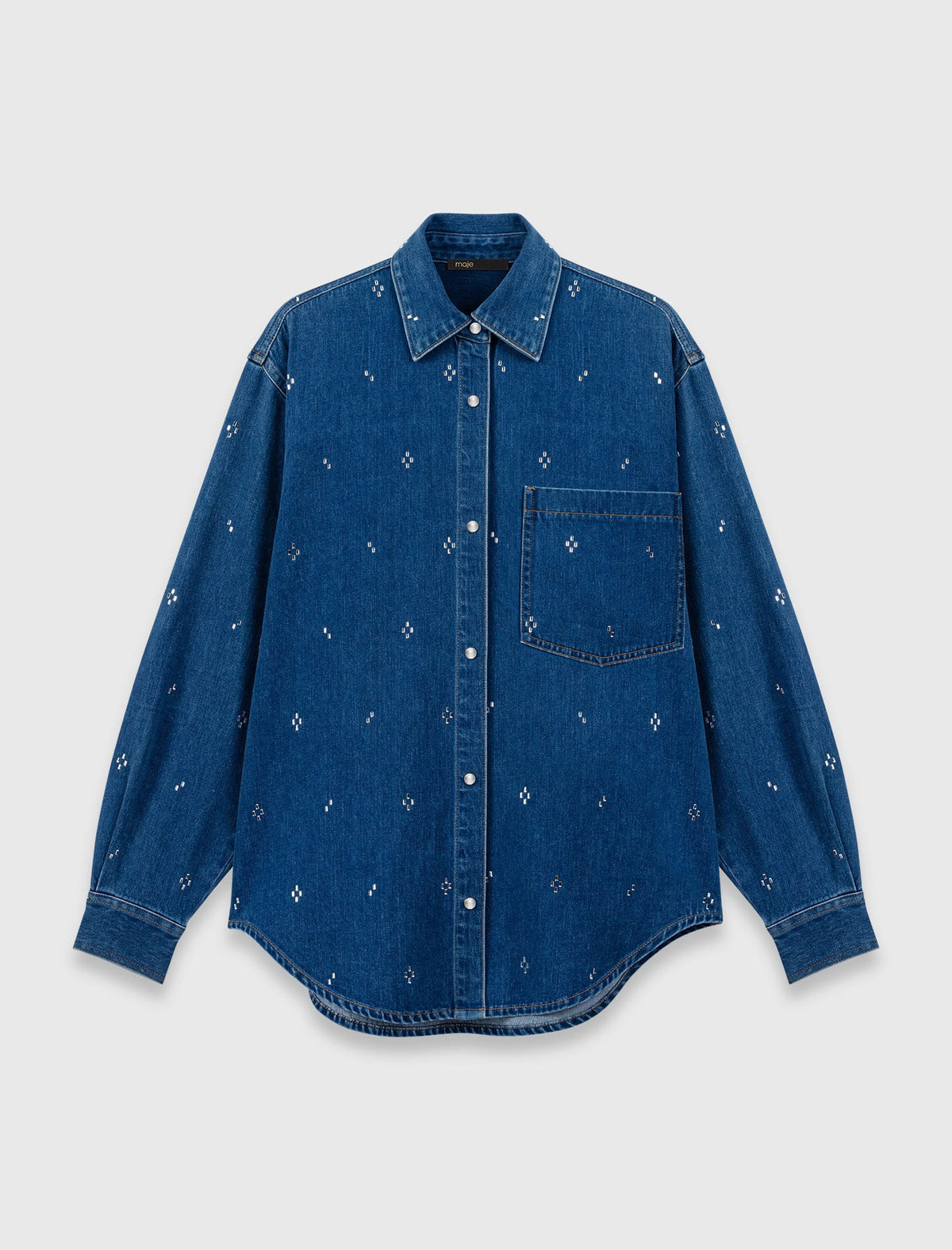 Rhinestone denim shirt | Maje