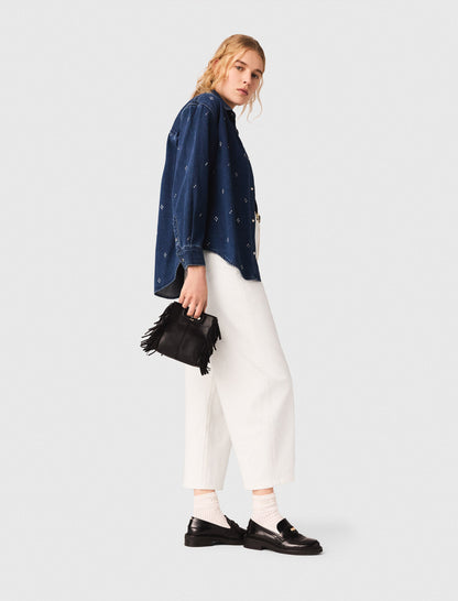 Rhinestone denim shirt | Maje