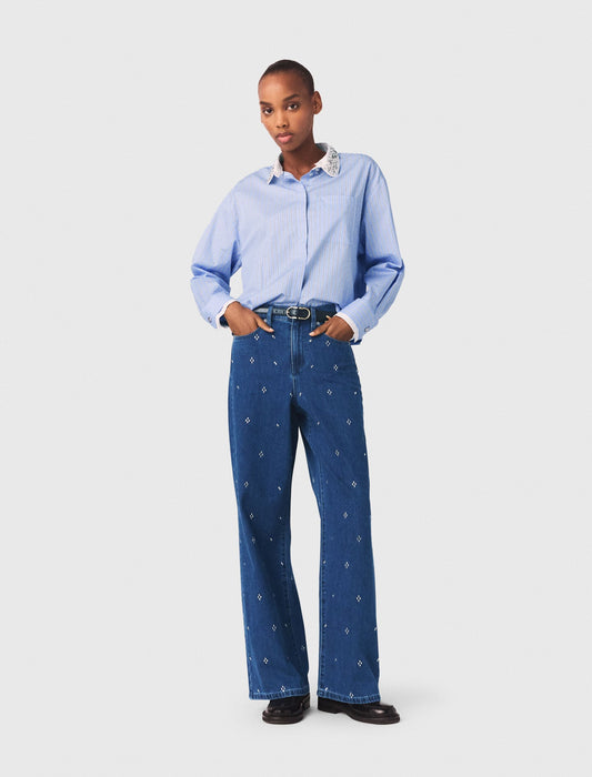 Wide jeans with rhinestones | Maje