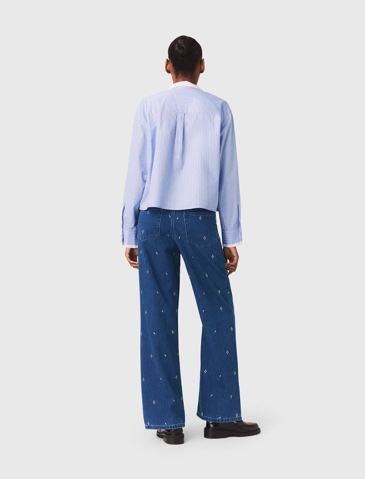 Wide jeans with rhinestones | Maje