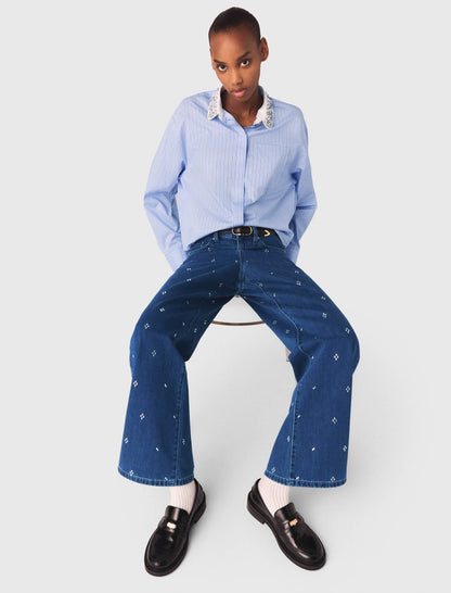 Wide jeans with rhinestones | Maje