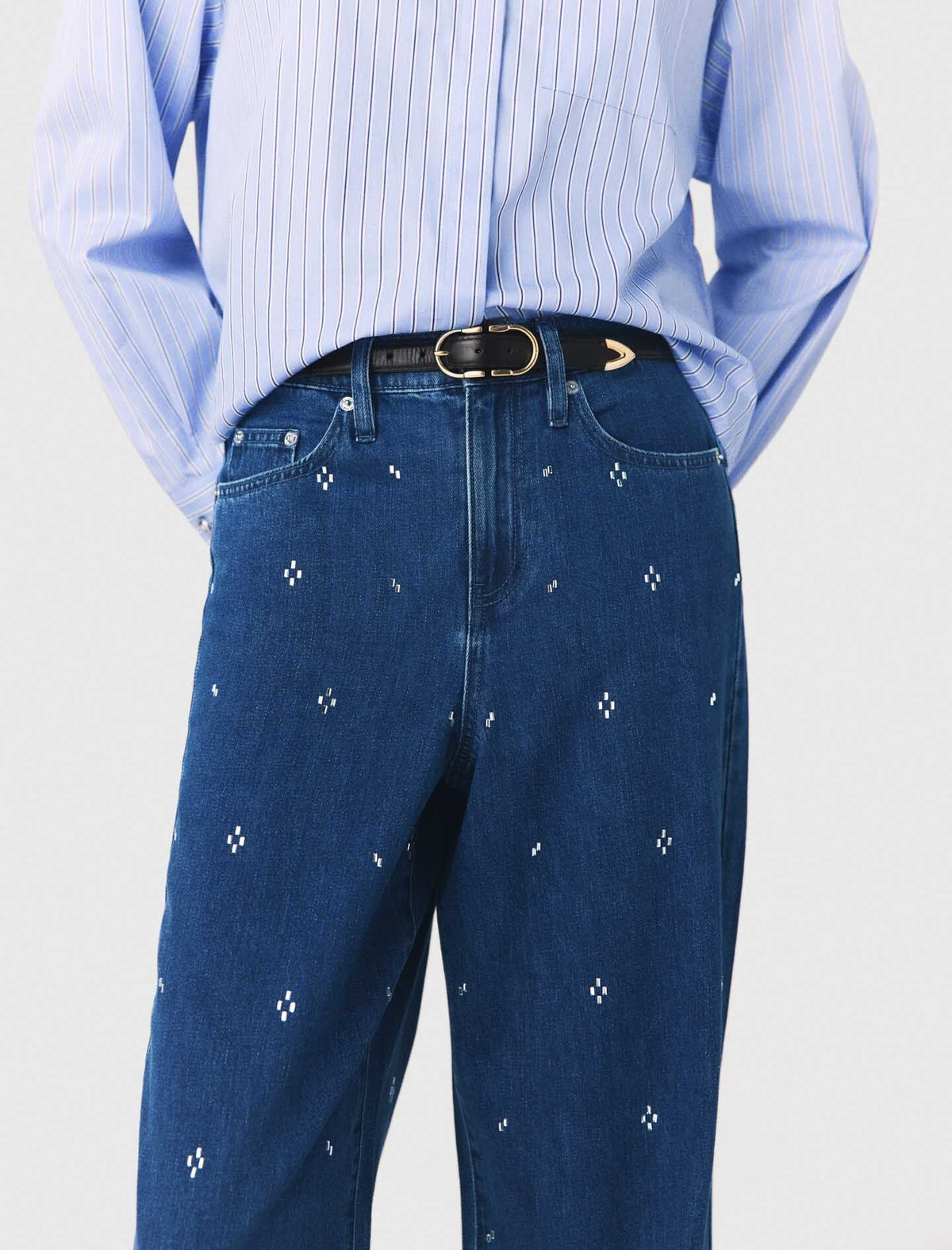 Wide jeans with rhinestones | Maje