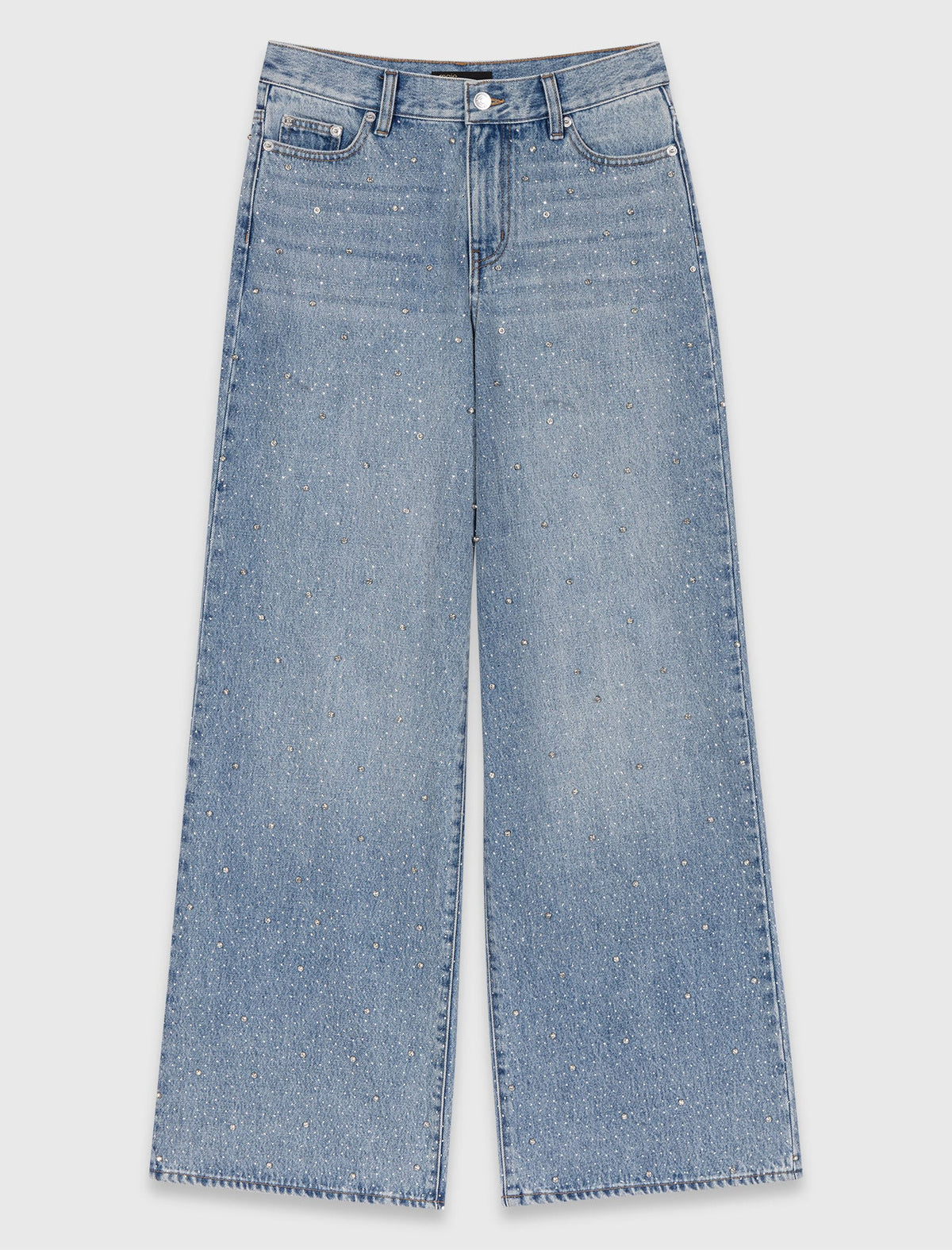 Wide-leg all-over rhinestone jeans | Maje