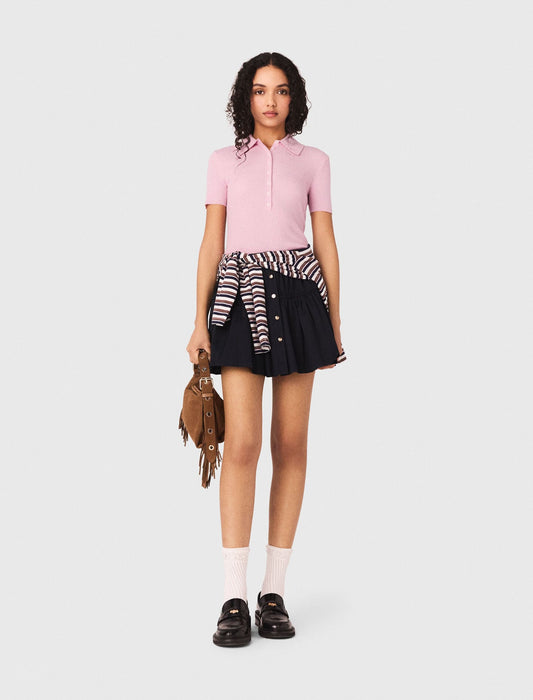 Polo collar ribbed sweater | Maje