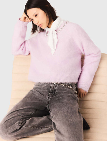 Sweater with jewelry collar | Maje