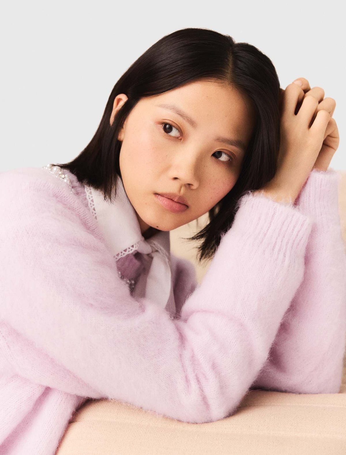 Sweater with jewelry collar | Maje