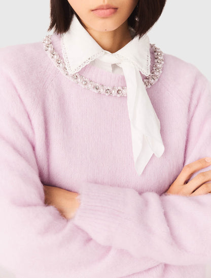 Sweater with jewelry collar | Maje