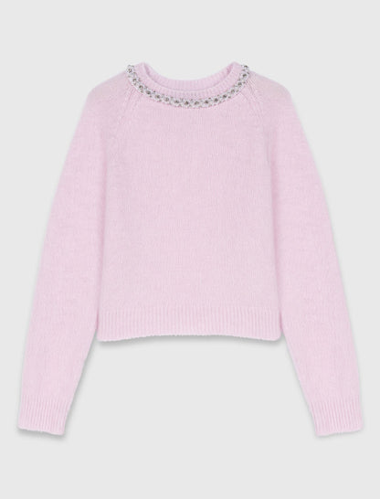 Sweater with jewelry collar | Maje