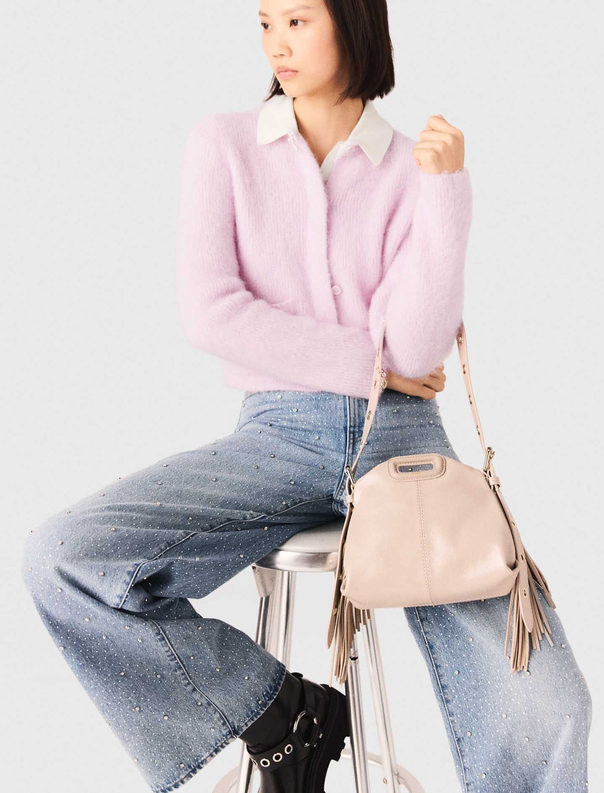 Jewelled bow cardigan | Maje