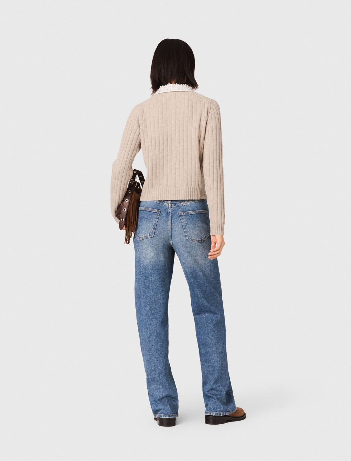 Cardigan with removable pearl collar | Maje