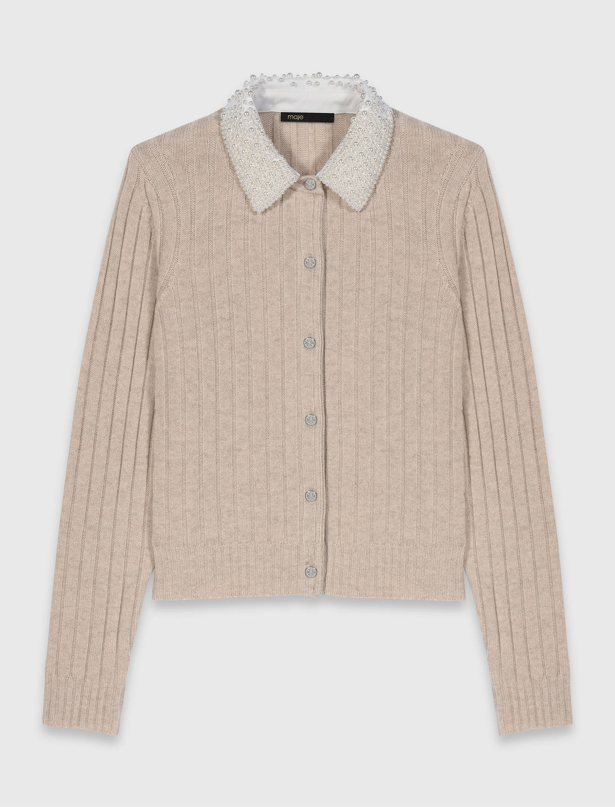 Cardigan with removable pearl collar | Maje