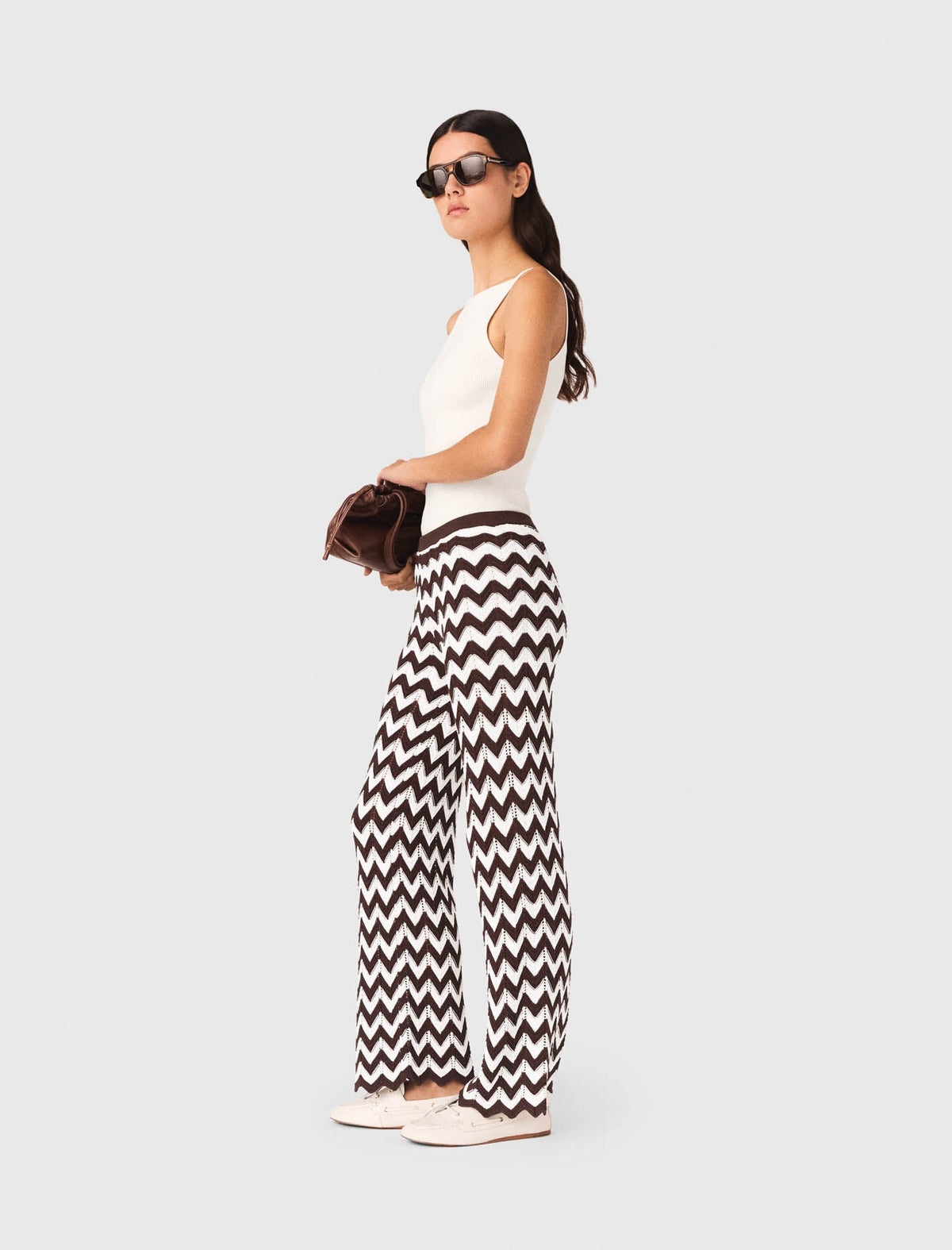 Zigzag crochet trousers | Maje