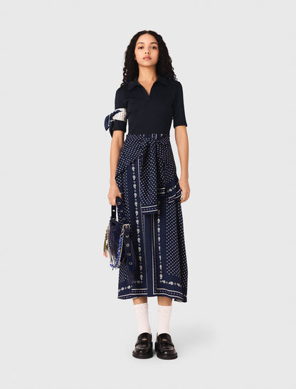 Bandana patterned mixed-material dress | Maje