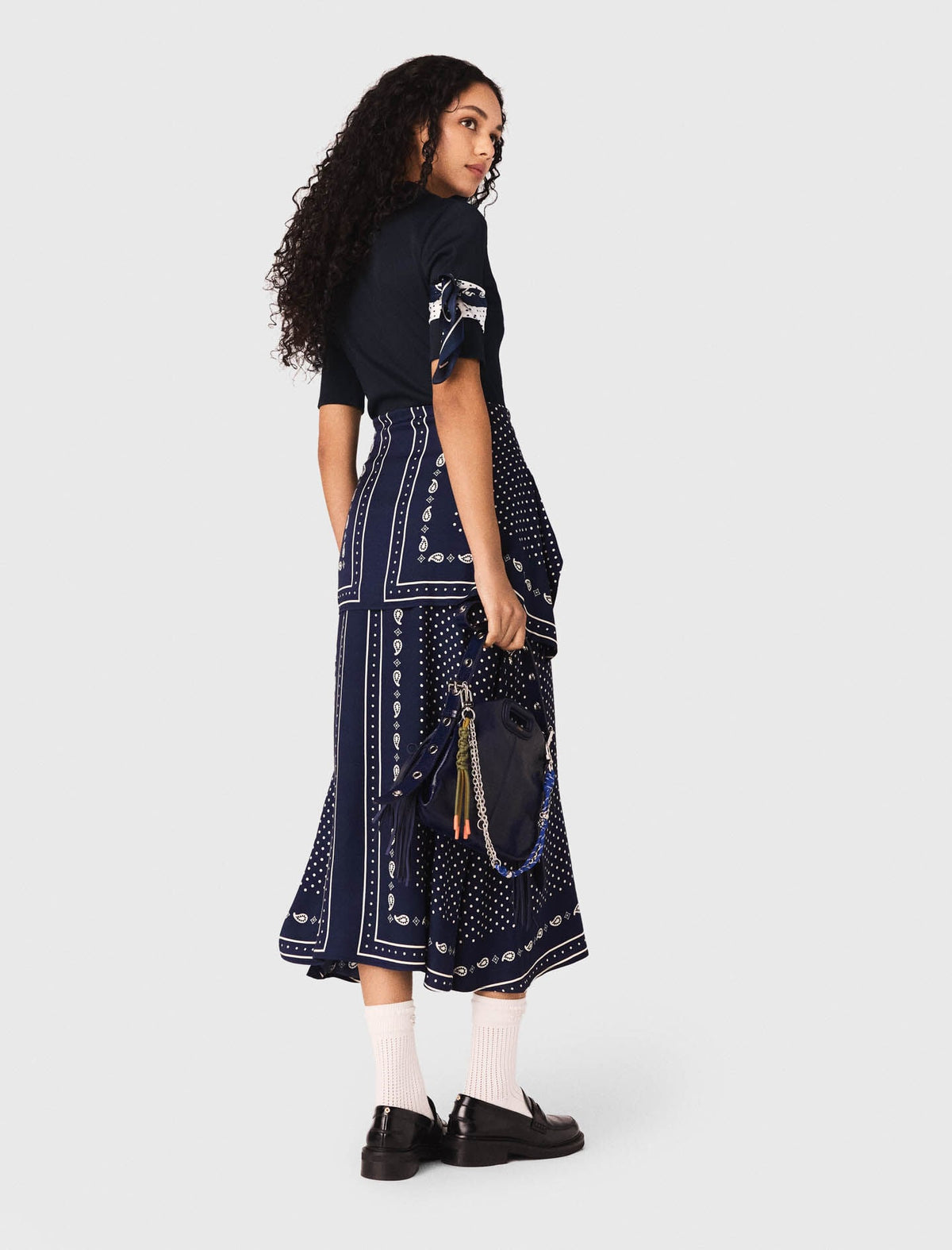 Bandana patterned mixed-material dress | Maje
