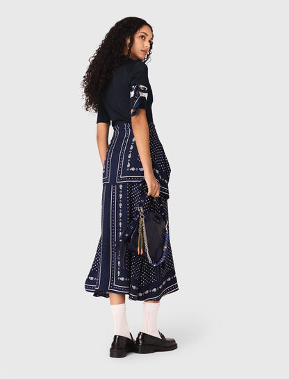 Bandana patterned mixed-material dress | Maje