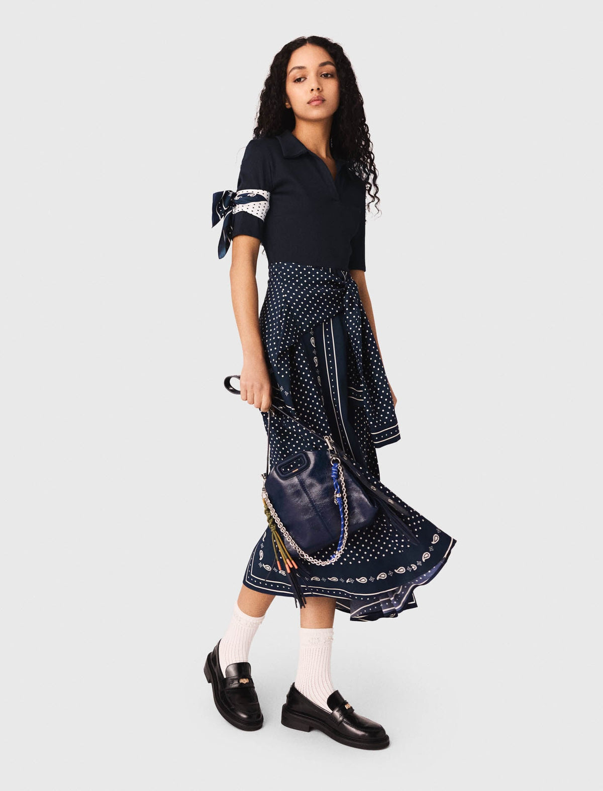 Bandana patterned mixed-material dress | Maje
