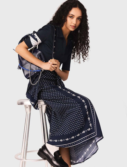 Bandana patterned mixed-material dress | Maje