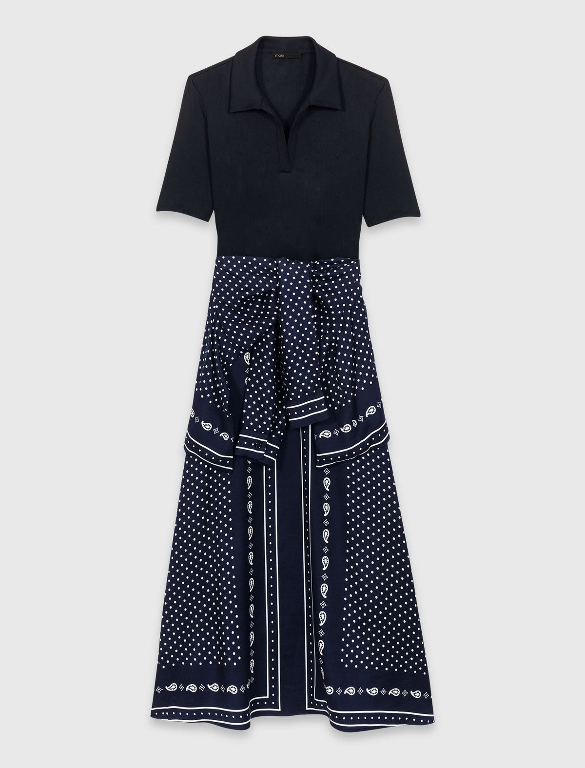 Bandana patterned mixed-material dress | Maje